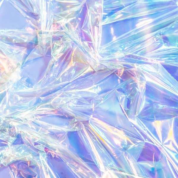 Crumpled iridescent film texture, representing Soul-utions' opal tones
